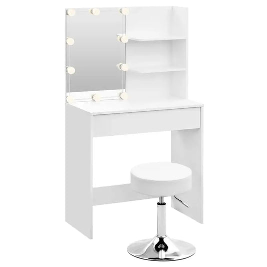 BukkitBow - Kaptafel Set - Verstelbare Kruk - LED Verlichting - Inclusief Spiegel