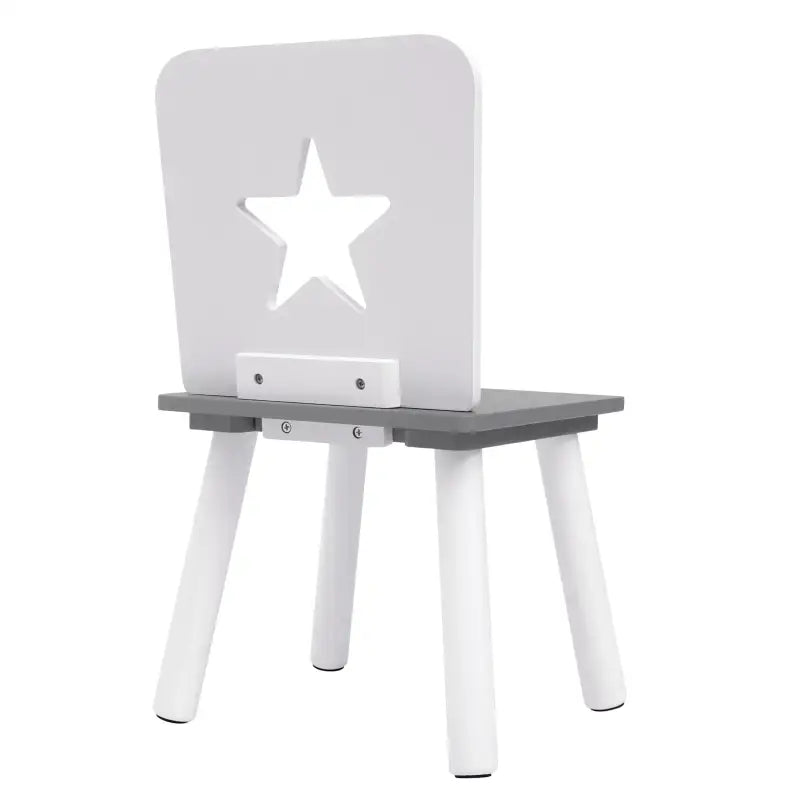 BukkitBow – Kinder Tafel en Stoelen Set – Pijnhout Materiaal – Wit met Grijs – 59.5x46 cm - Tafel met Opbergvak