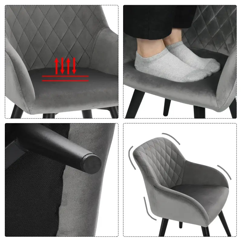 BukkitBow – Kinderstoel Velours en Metaal – Grijs – Ergonomisch en Stevig – 37,5x38x55 cm