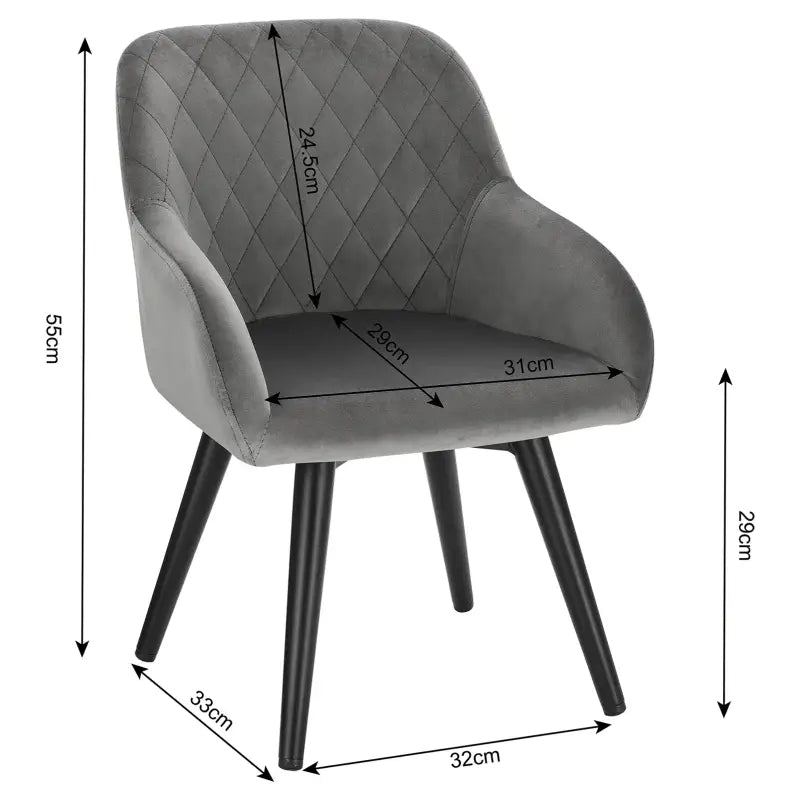 BukkitBow – Kinderstoel Velours en Metaal – Grijs – Ergonomisch en Stevig – 37,5x38x55 cm