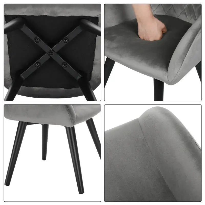 BukkitBow – Kinderstoel Velours en Metaal – Grijs – Ergonomisch en Stevig – 37,5x38x55 cm