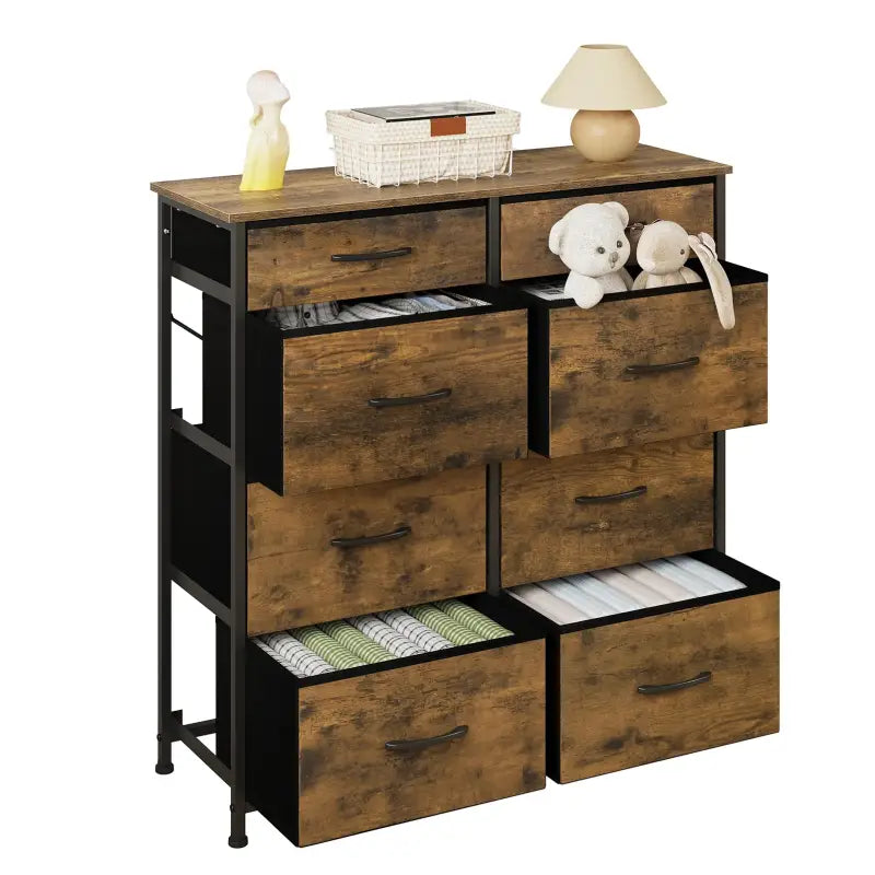 BukkitBow - Ladekast - Gefabriceerd Hout en Metaal - 8 Stoffen Lades - Industrieel - Multifunctioneel