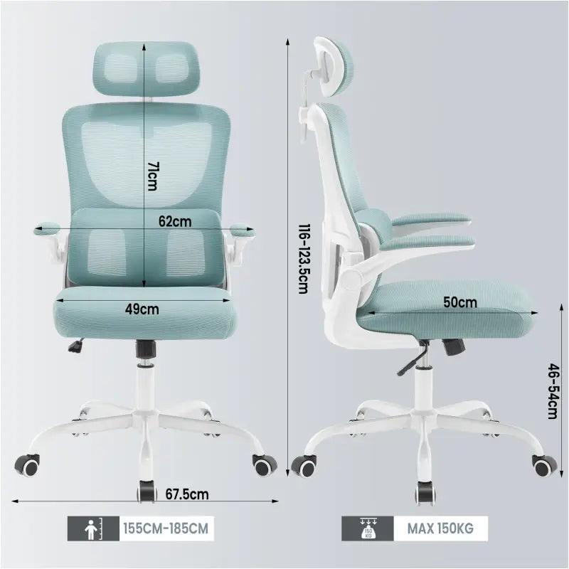 BukkitBow - Luxe Bureaustoel - Mesh/Metaal/PU Wielen - Verstelbare Hoogte en Schommelfunctie - 150 kg Draagvermogen