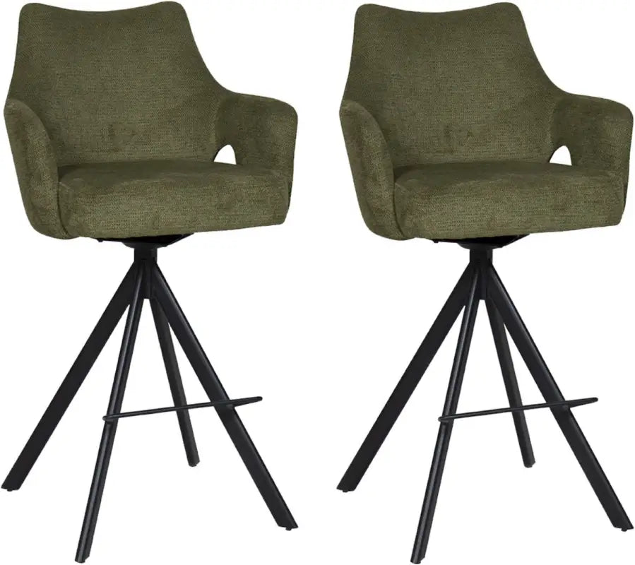 BukkitBow - Luxe Moderne Barkrukken - Draaibare Zitting - met Voetensteun - Aragon Stof - met Metalen Onderstel