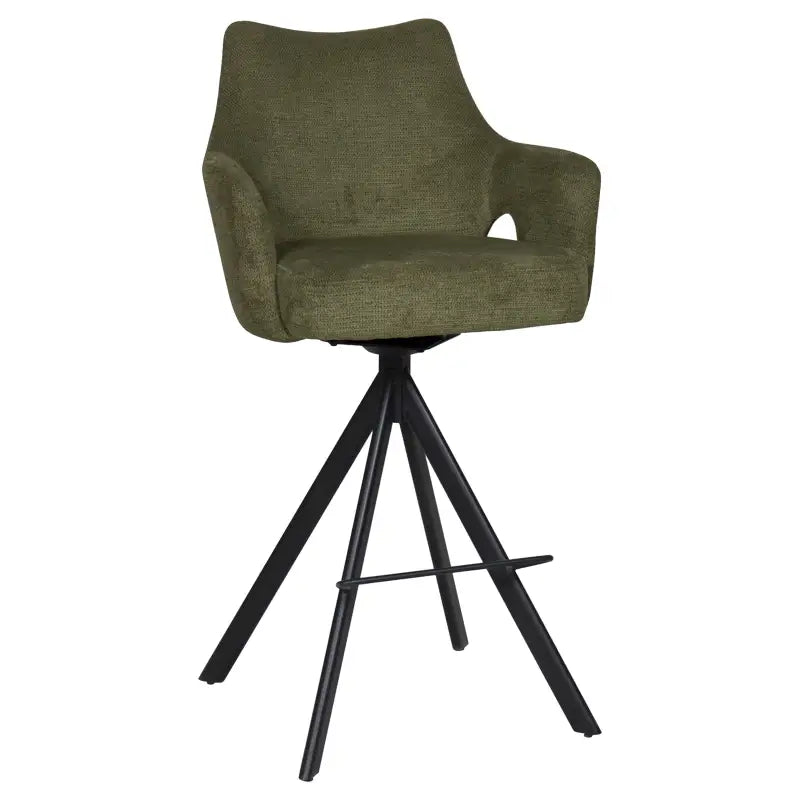 BukkitBow - Luxe Moderne Barkrukken - Draaibare Zitting - met Voetensteun - Aragon Stof - met Onder Metalenstel