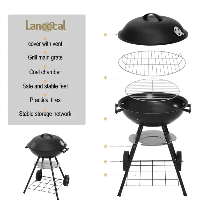 BukkitBow - Mobiele Houtskoolbarbecue - Metaal en Kunststof - 44x73 cm - 41,5 cm Grilloppervlak
