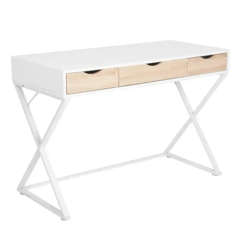 BukkitBow – Modern Bureau met Lades – Hout en Metaal – 110x50 cm – Stevig en Ruim - Wit