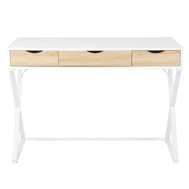BukkitBow – Modern Bureau met Lades – Hout en Metaal – 110x50 cm – Stevig en Ruim - Wit