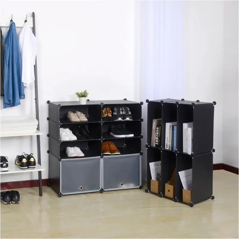 BukkitBow - Multifunctionele Opbergkast / Schoenenkast - Stalen Structuur - met 2 Deuren - 94x35x160cm