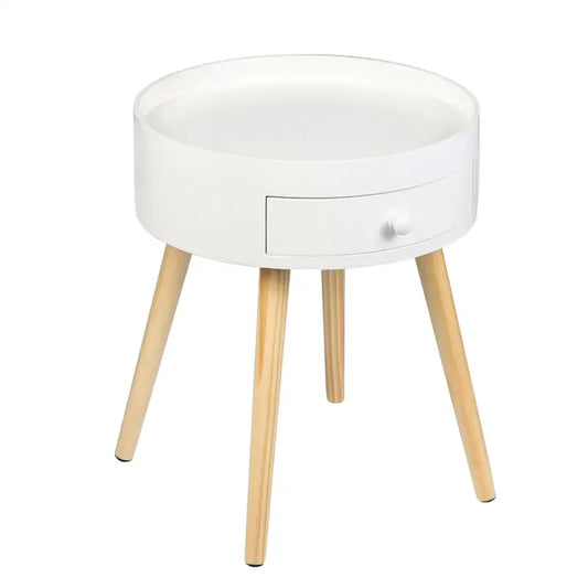 BukkitBow – Nachtkastje Hout – 38x38x45,5 cm – Met Lade en Antislip Voetjes - Wit