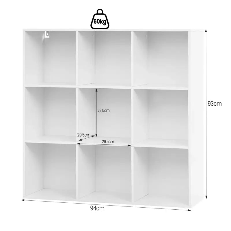 BukkitBow - Open Boekenkast met 9 Vakken - Hout/Melamine Fineer - Met achterwand - Ruimtebesparend en Stabiel - 94x93x29,5 cm