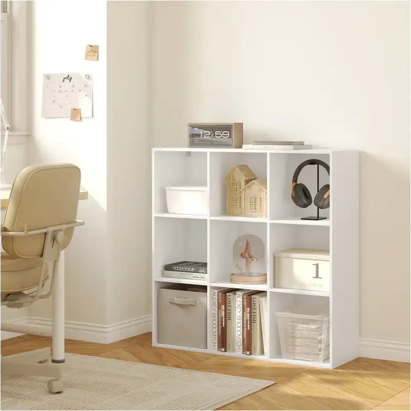 BukkitBow - Open Boekenkast met 9 Vakken - Hout/Melamine Fineer - Met achterwand - Ruimtebesparend en Stabiel - 94x93x29,5 cm