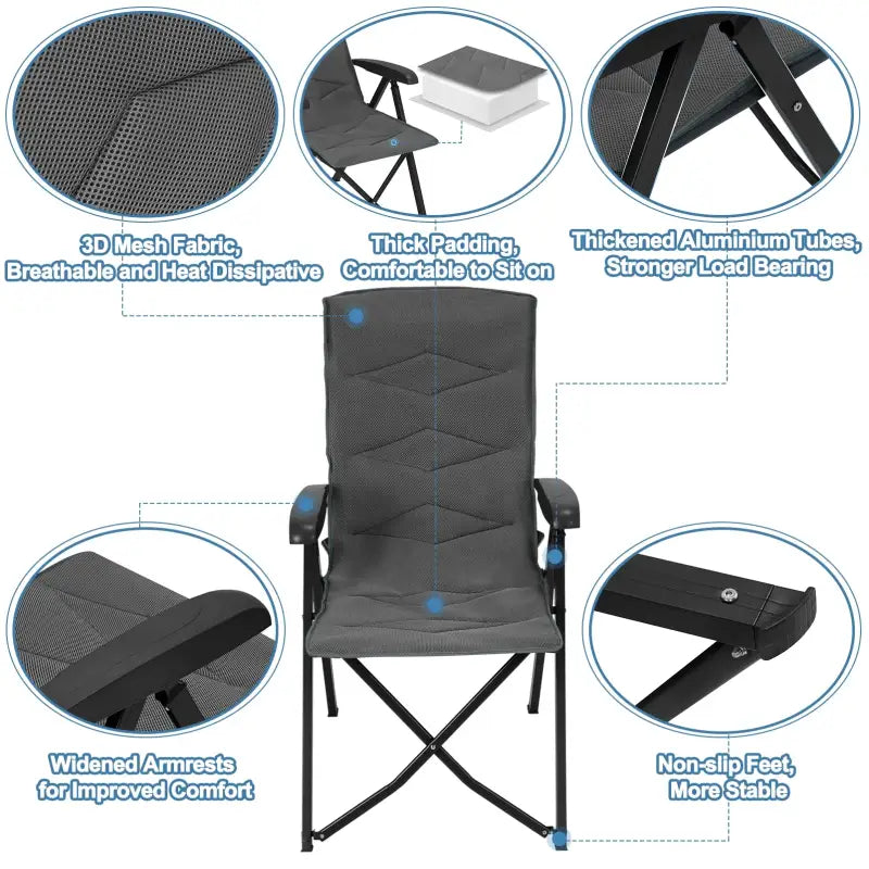BukkitBow - Opvouwbare Campingstoel - Mesh Stof en Metaal - Verstelbare Rugleuning - 150 kg Draagvermogen