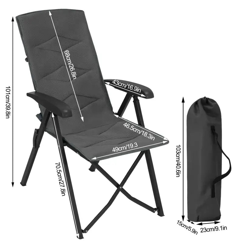 BukkitBow - Opvouwbare Campingstoel - Mesh Stof en Metaal - Verstelbare Rugleuning - 150 kg Draagvermogen