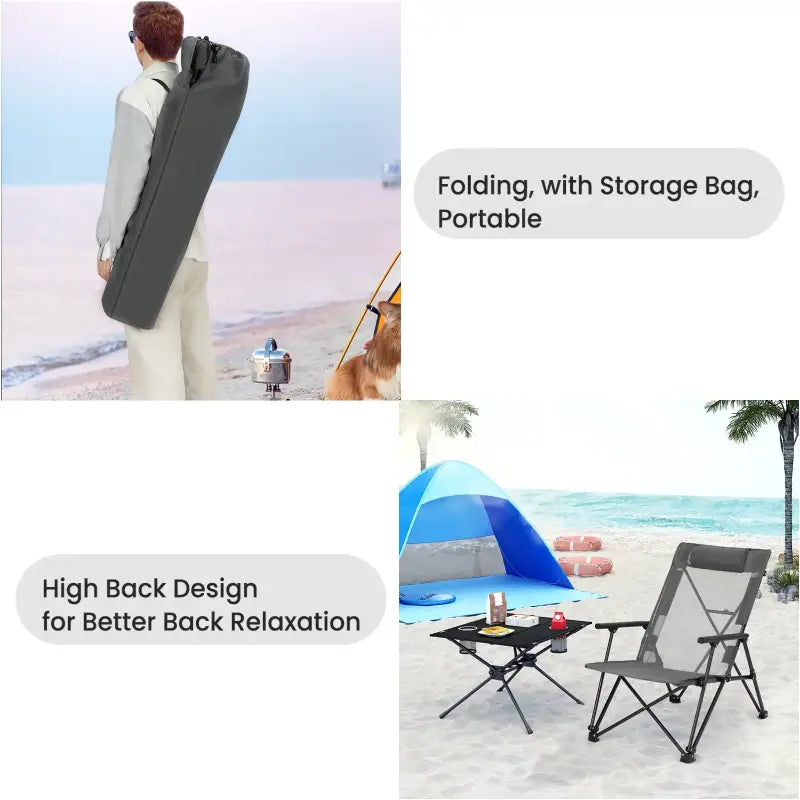 BukkitBow - Opvouwbare Campingstoel - Metaal en Polyester - Hoge Rugleuning - Draagbaar - 150 kg Draagvermogen