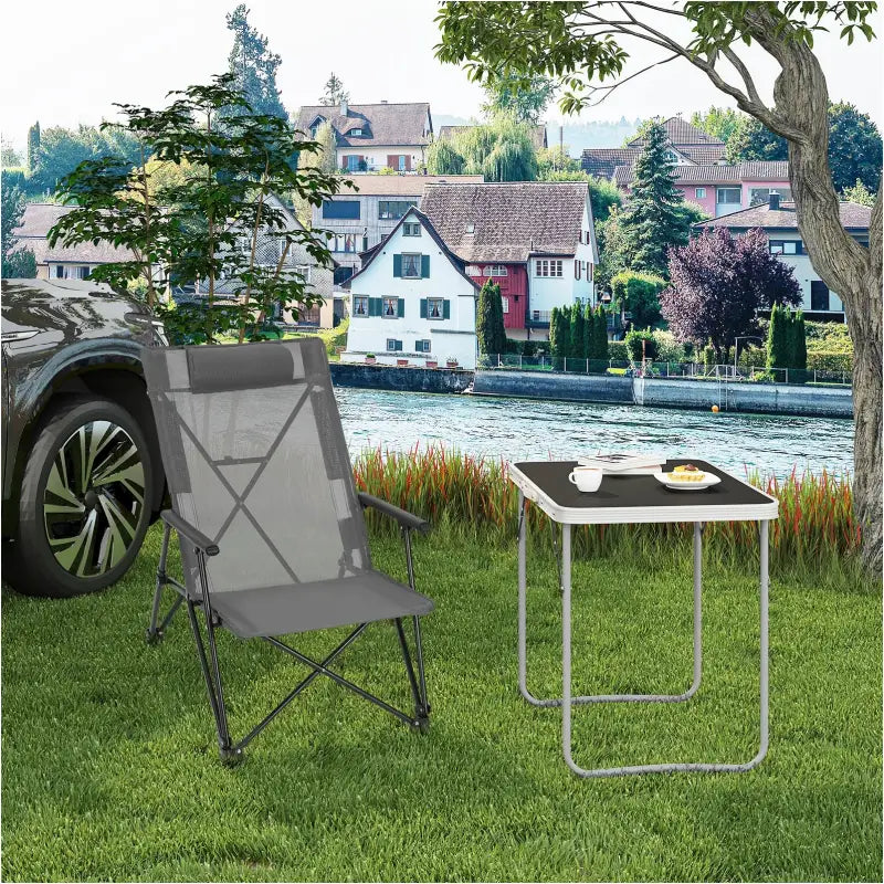 BukkitBow - Opvouwbare Campingstoel - Metaal en Polyester - Hoge Rugleuning - Draagbaar - 150 kg Draagvermogen