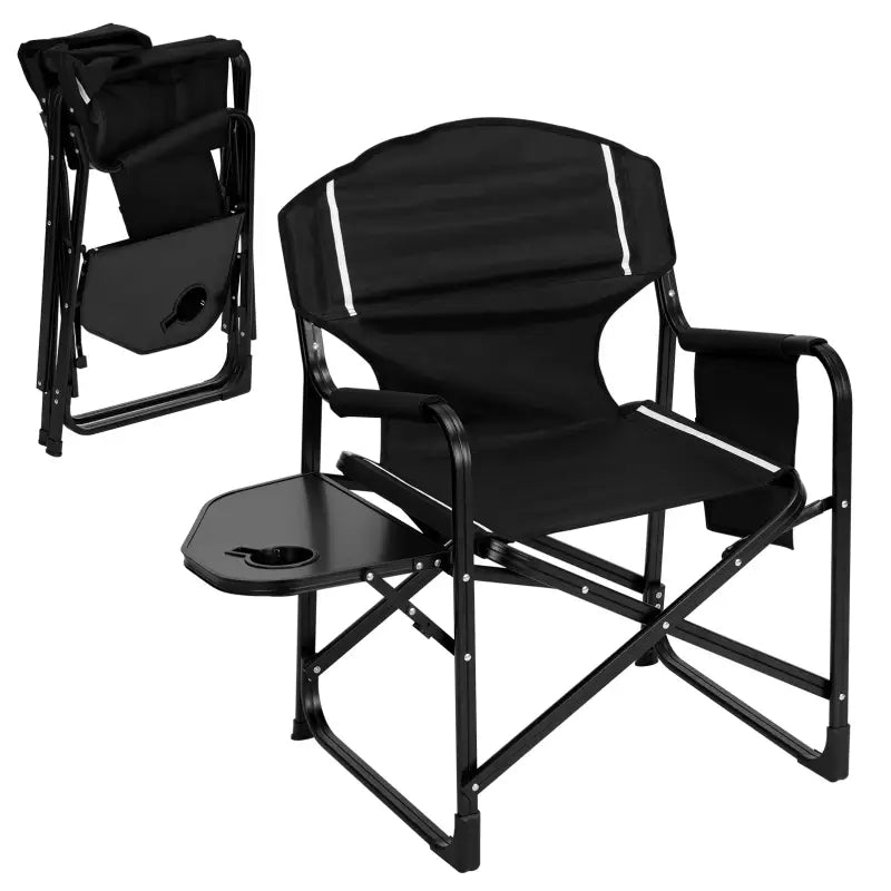 BukkitBow - Opvouwbare Campingstoel - Versterkt Aluminium en Oxford Stof - 150 kg Draagvermogen - Inclusief Tafeltje en Bekerhouder