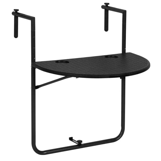 BukkitBow - Opvouwbare Hangende Balkontafel - 10kg Gewichtscapaciteit - In Hoogte Verstelbaar - met Bekerhouders - Weerbestendig - 60x(74-84.5)x62cm