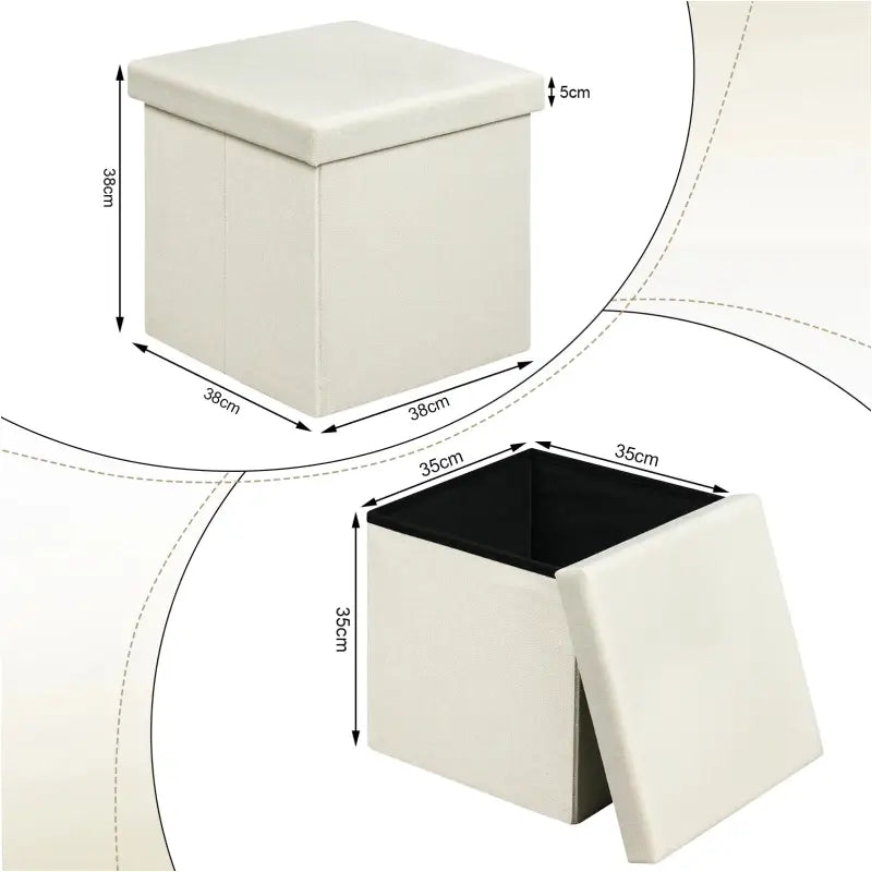 BukkitBow - Opvouwbare Opbergkruk met Gewatteerde Zitting - Linnen/MDF/Schuim - 20L of 37L Capaciteit