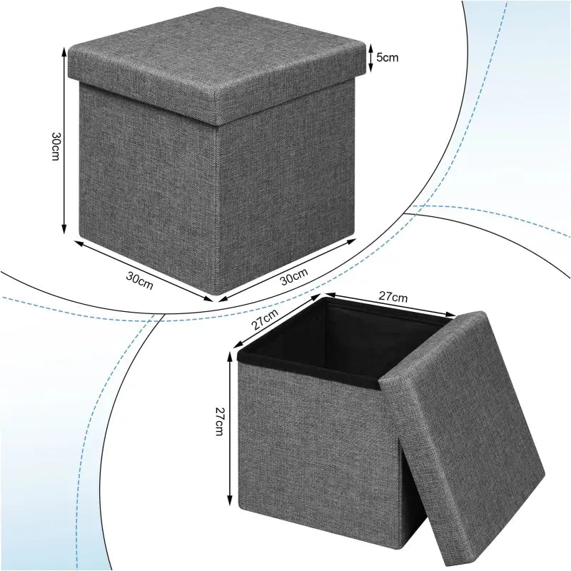 BukkitBow - Opvouwbare Opbergkruk met Gewatteerde Zitting - Linnen/MDF/Schuim - 20L of 37L Capaciteit