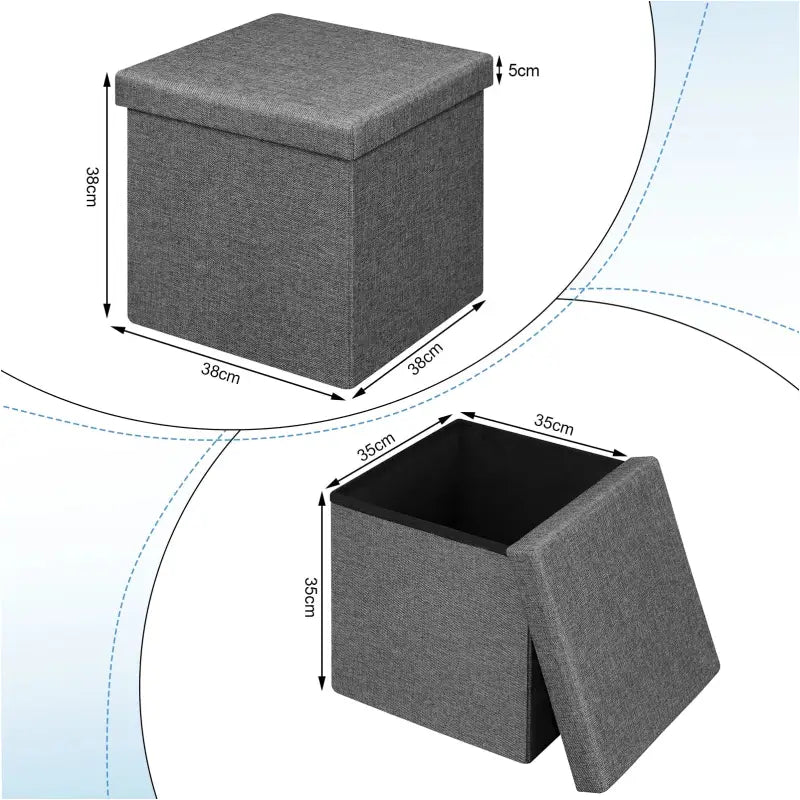 BukkitBow - Opvouwbare Opbergkruk met Gewatteerde Zitting - Linnen/MDF/Schuim - 20L of 37L Capaciteit