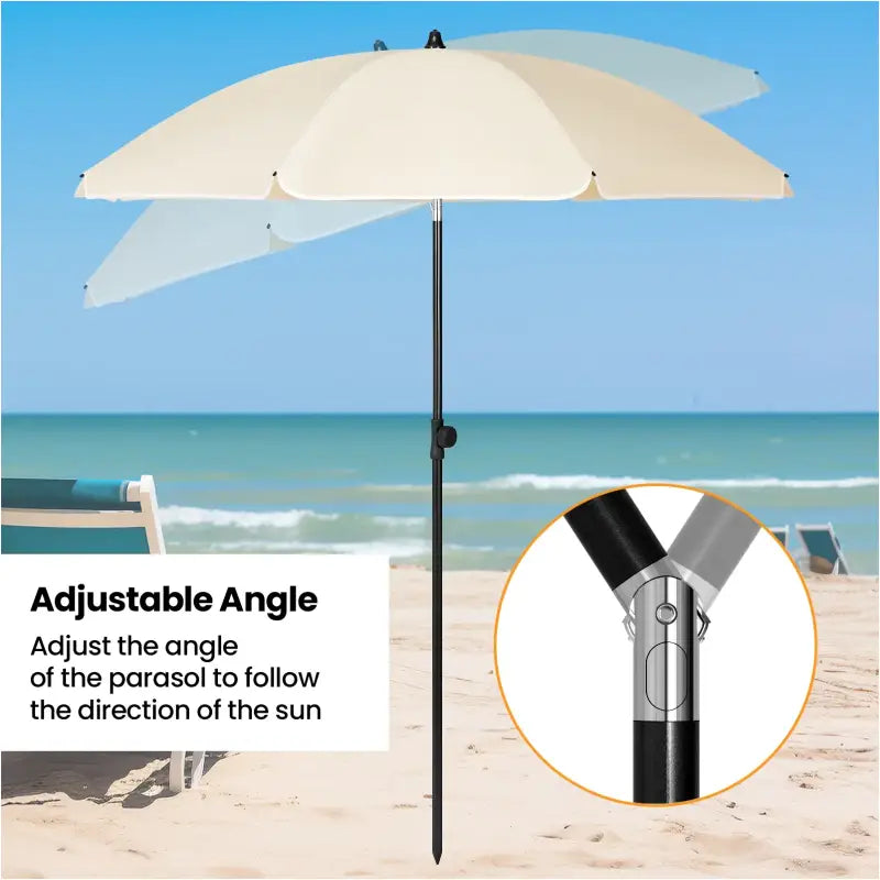 BukkitBow - Parasol - UV-Bestendig - Strandparasol - Hoogte Verstelbaar - 45° Buigbaar - Rond