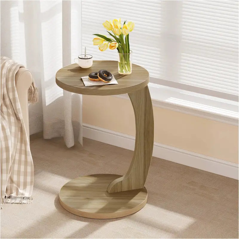 BukkitBow - Ronde Bijzettafel - 38x55 cm - C-vormig - Ruimtebesparend Ontwerp