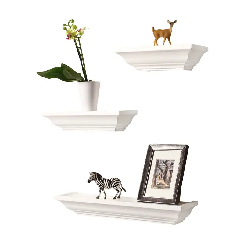 BukkitBow - Set van 3 Drijvende/Zwevende Planken - Hoge Kwaliteit Gelakt Hout - Barok Ontwerp - Verschillende Volwassenen