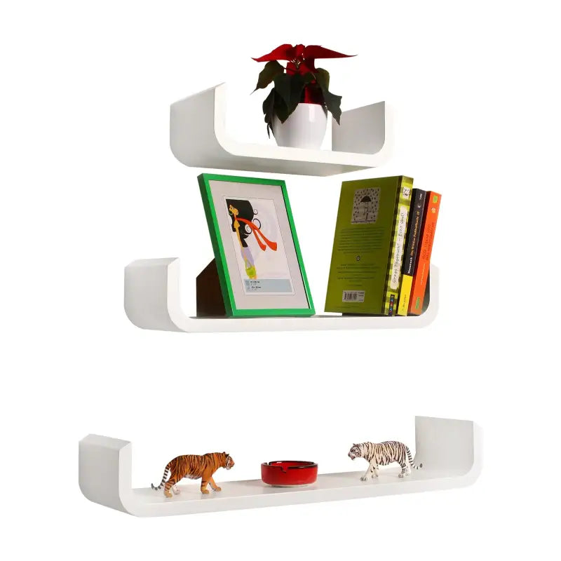 BukkitBow - Set van 3 Langwerpige Wandplanken - Hogewaardige MDF - Afmeting: 60/45/30CM - Diverse Kleuren