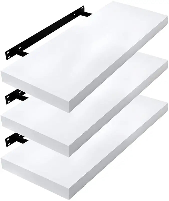 BukkitBow - Set van 3 Wandplanken - MDF Wit Hout - Mat Afgewerkt - Diverse Maten - Maximaal 10kg per Plank