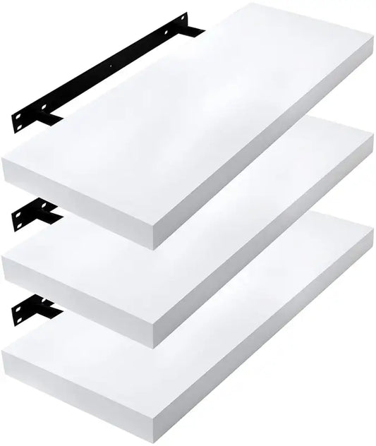 BukkitBow - Set van 3 Wandplanken - MDF Wit Hout - Mat Afgewerkt - Diverse Maten - Maximaal 10kg per Plank