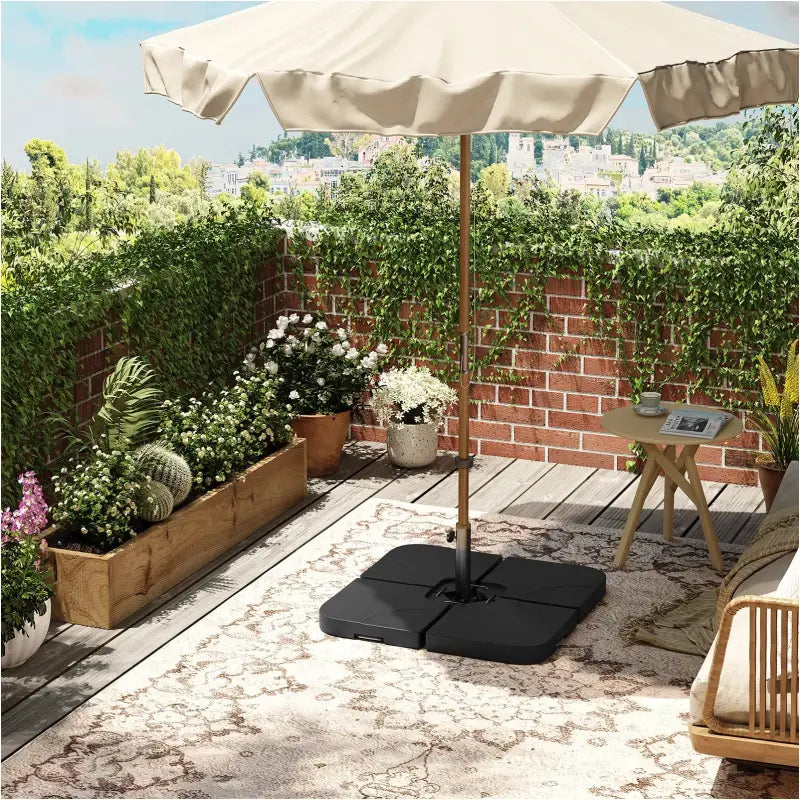 BukkitBow - Set van 4 Vulbare Parasol Voetplaten - Parasolvoet / Poot Met Metalen Handvatten - Weerbestendig