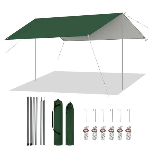BukkitBow - Tentzeil - Waterdicht Zeil - Met Paalogen - Inclusief Liertouwen en Haringen - Groen