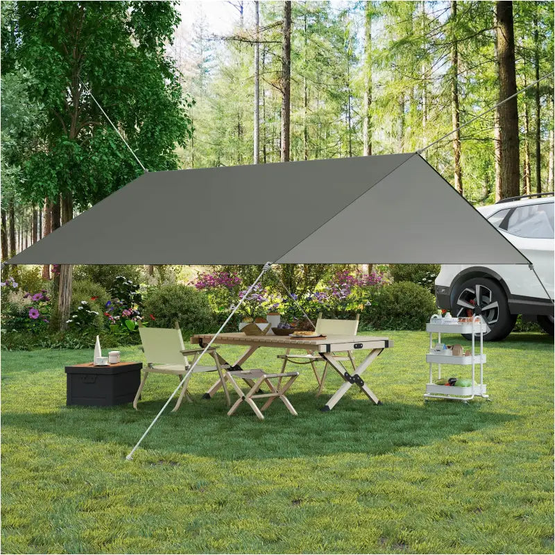 BukkitBow - Tentzeil - Waterdicht - Zonwering SPF50+ - Met Oogjes, Touwen en Haringen - Grijs