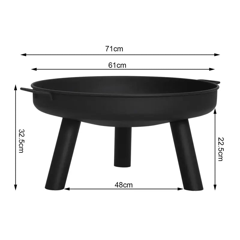 BukkitBow - Terras Vuurkorf / Camping Barbecue / Vuurschaal - Hittebestendige Coating - 61CM Doorsnede - Zwart