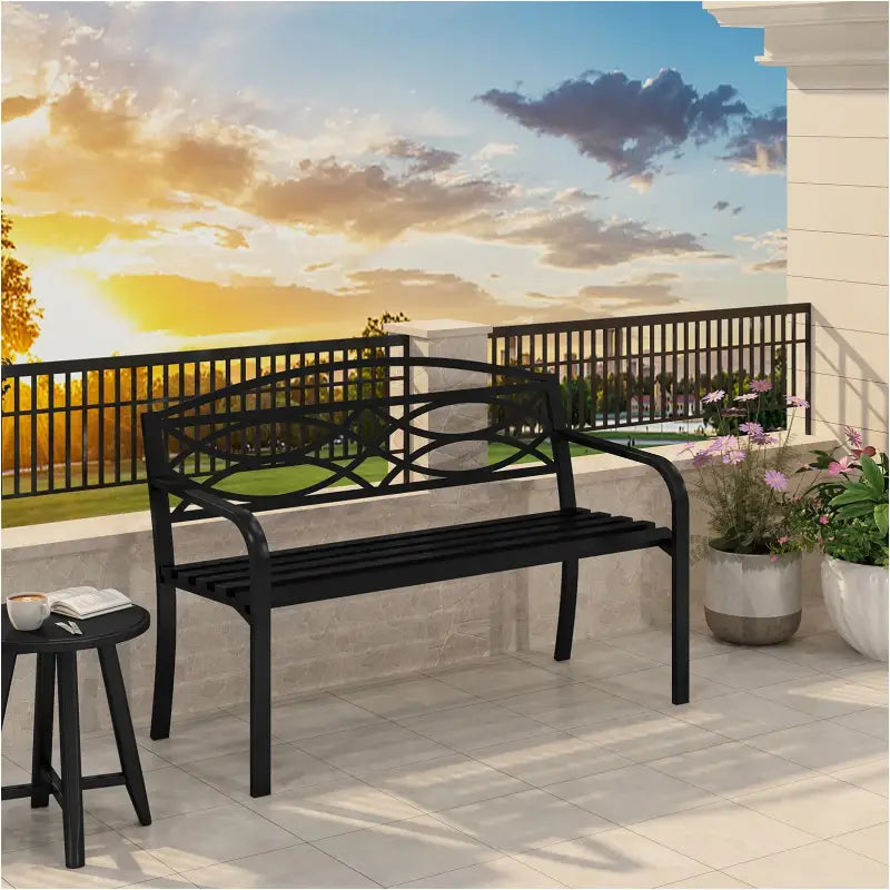 BukkitBow - Tuinbank Metaal - Weerbestendig - Parkbank / Balkonbank - 2-3 Personen - 127x83x60cm