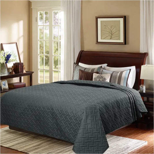 BukkitBow - Ultrasone Bedsprei - 100% Microfiber - Geometrische Patronen - Beschikbaar in Donkergrijs/Grijs - Verschillende Maten - Lichtgewicht