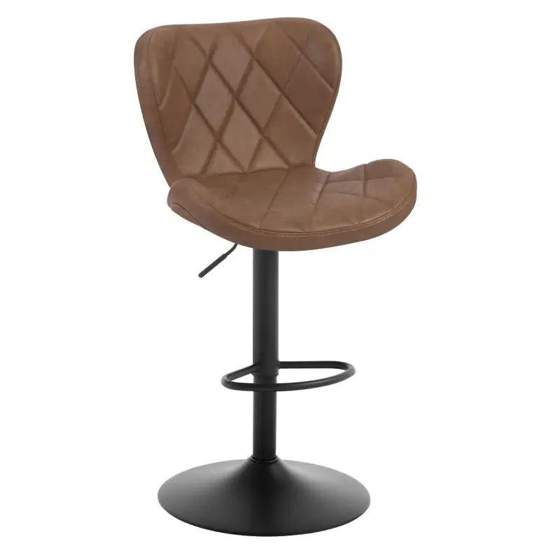 BukkitBow - Verstelbare Barkruk met Rugleuning - Vintage Imitatieleer/Velvet/Metaal - 360° Draaibaar