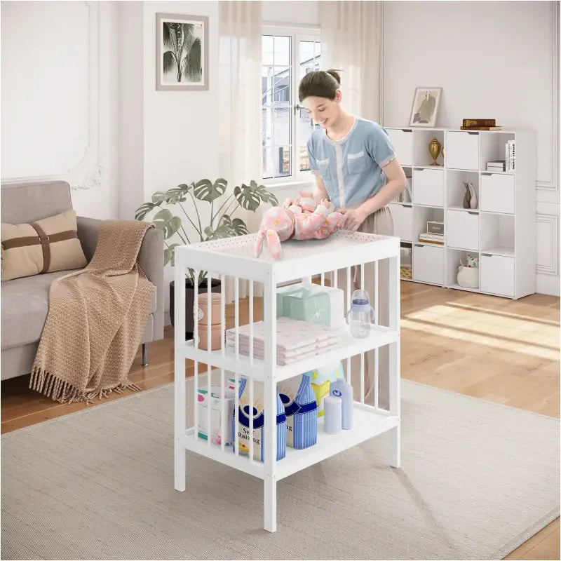 BukkitBow - Verzorgingstafel voor Baby - MDF - Wit - 75x92x51 cm - 30 kg Draagvermogen