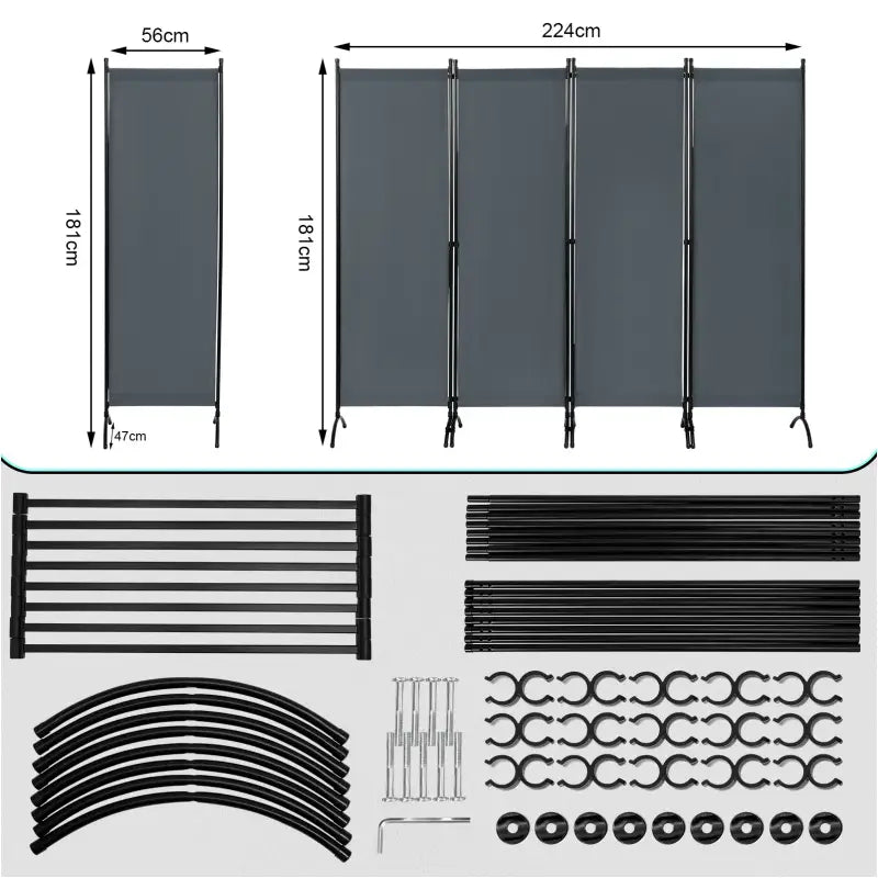BukkitBow – Vouwbaar Privacyscherm 160g/m² Polyester – 224x182cm Stalen Frame – Binnen en Buiten – Verstelbaar en Weerbestendig
