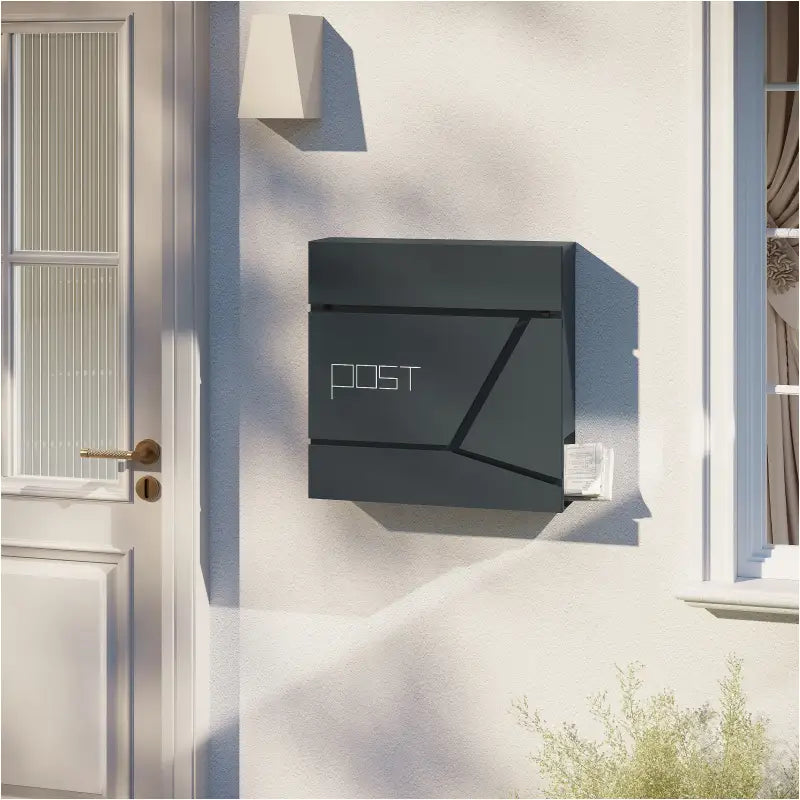 BukkitBow – Wandbrievenbus met Krantenhouder – Verzinkt Staal – Antraciet – Modern Design
