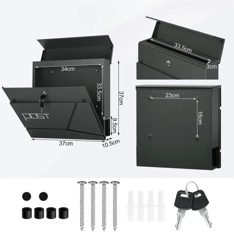 BukkitBow – Wandbrievenbus met Krantenhouder – Verzinkt Staal – Antraciet – Modern Design