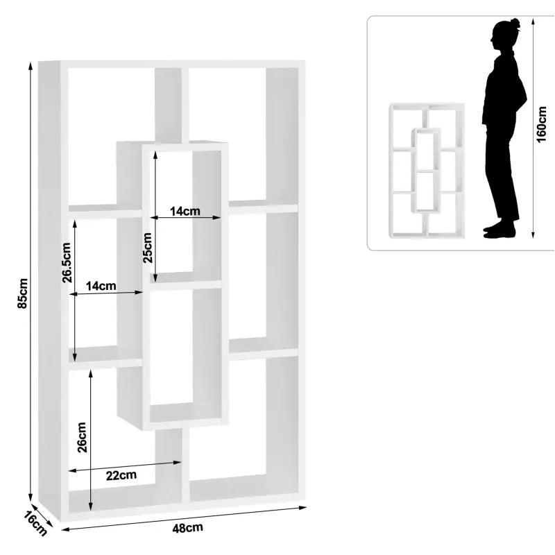 BukkitBow - Wandplank / Wandkast - Hangende Kast met 8 Vakken - Gemaakt van Stevig Hout - 85x48x16CM