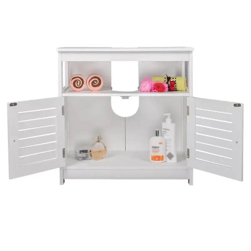 BukkitBow - Wastafelkast / Badkamermeubel - met Verstelbare Planken - Roestvrij Metalen Scharnieren - Eenvoudig te Onderhouden - 60x30x60cm