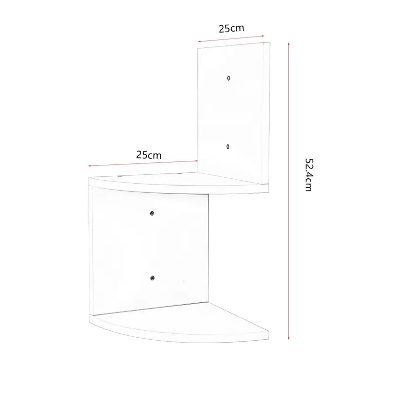 BukkitBow - Zigzag Hoekkast / Hoek Wandplank - Stevig Hout - 2 Niveau's - 25X25X52.4cm