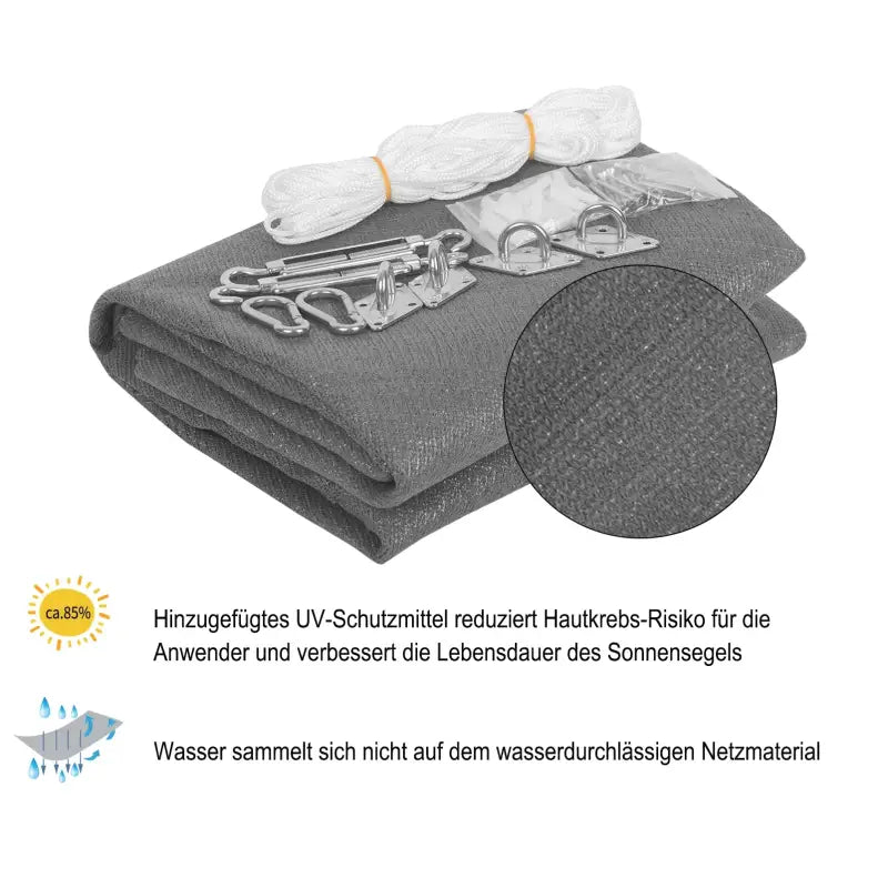 BukkitBow - Zonnescherm / Schaduwdoek - 180g/m² - Keuze uit 3 Formaten - Tot 85% Zonbescherming - Scheurbestendig - Inclusief Bevestigingsmaterialen