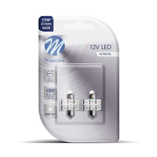 C5W 31mm autolamp 2 stuks blauw | LED-slinger SV8.5 0,68W - 12V DC