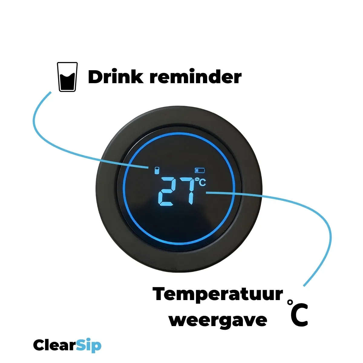 ClearSip | Slimme Waterfles – UV-C zelfreinigend &amp; drinkherinnering