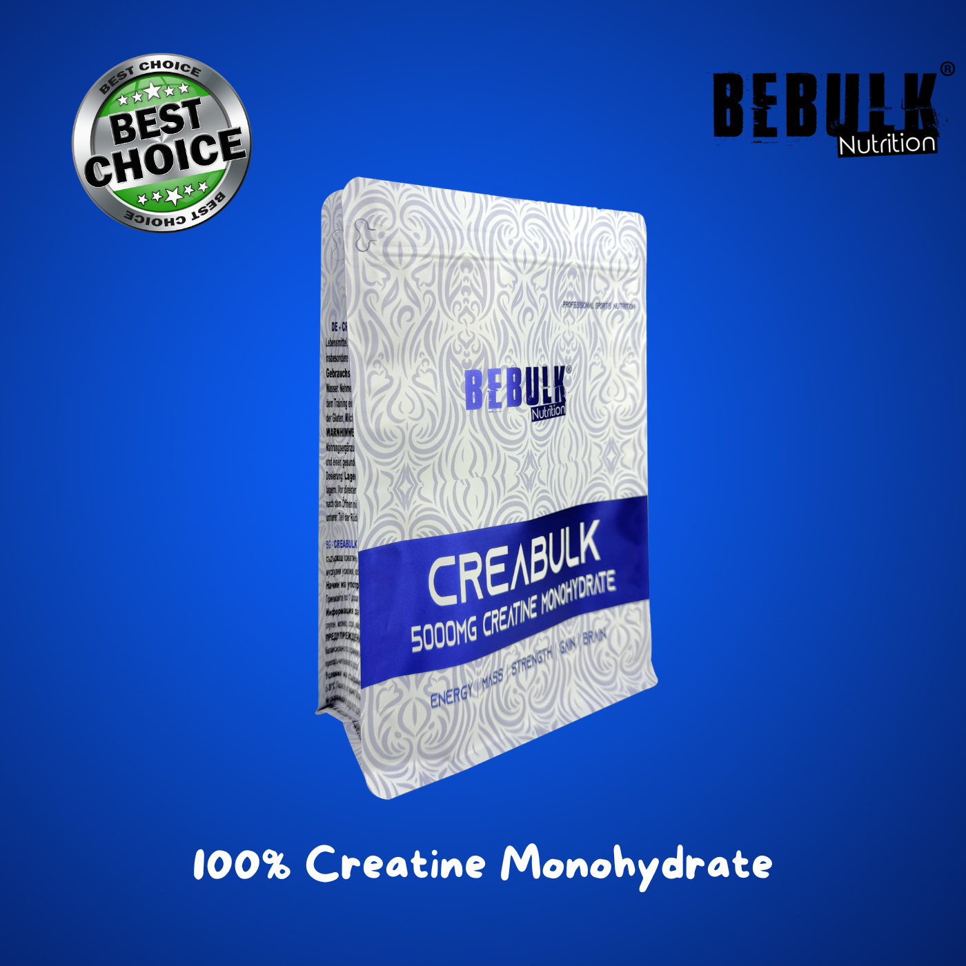 CreaBulk - 100% Creatine Monohydraat - BeBulk Nutrition 