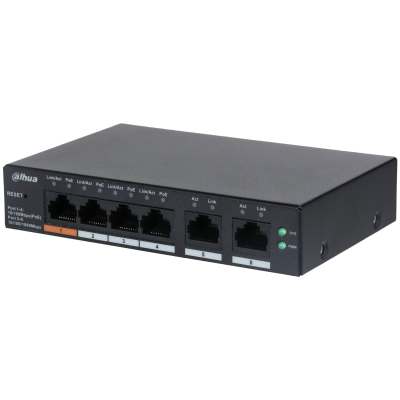 DH-CS4006-4ET-60, 4xPoE 100Mb poorten, Smart Switch, 2x Uplink Gigabit